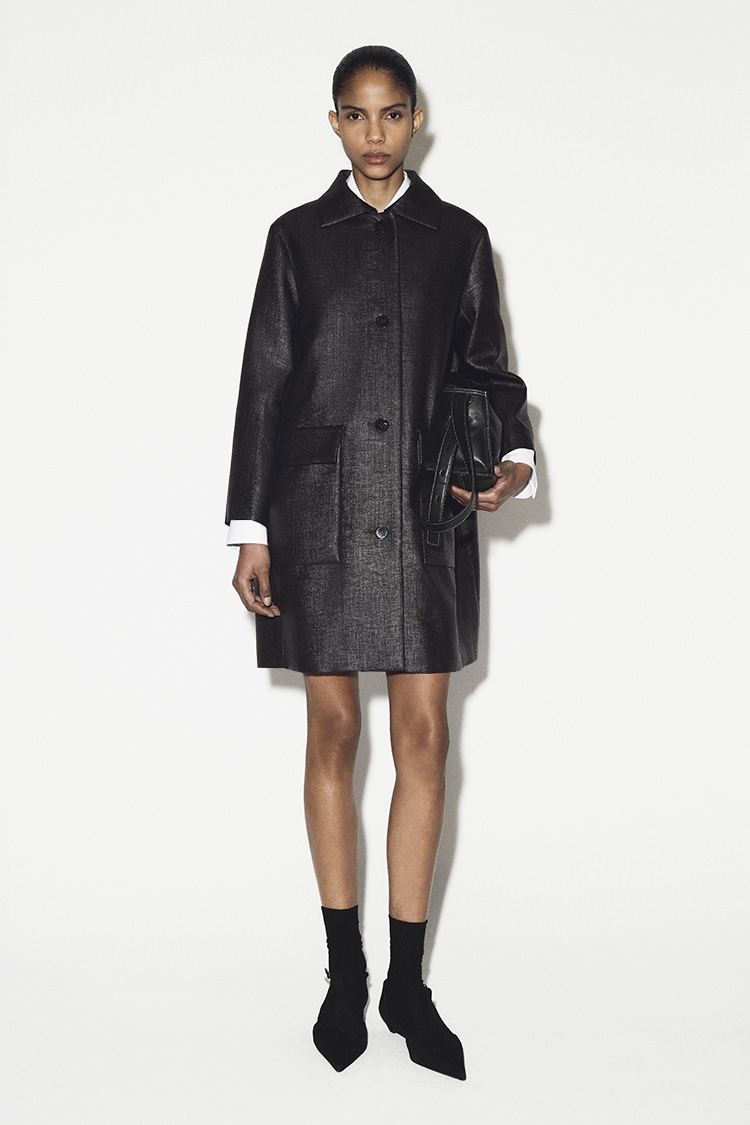 テクスチャード シングルブレストコート